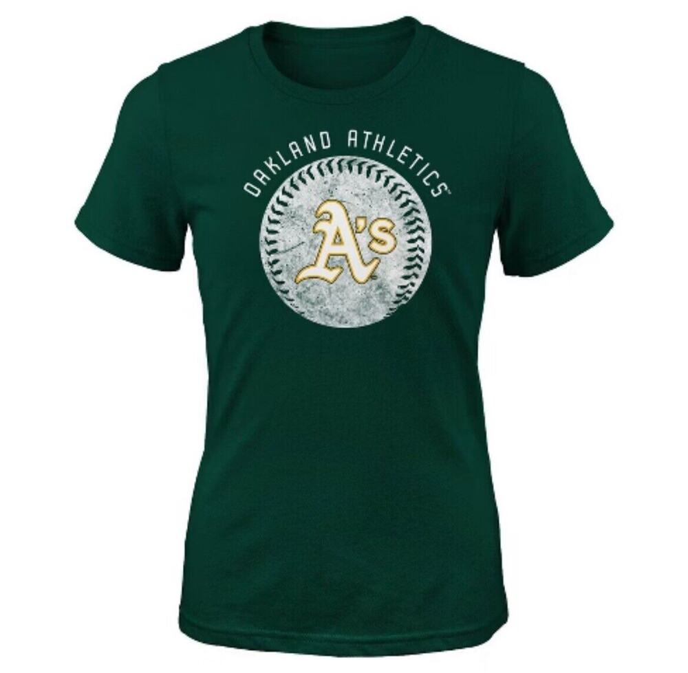 MIb Oakland Athletics Girls' CrewNeck T-shirt: Size XS 4/5 NWT